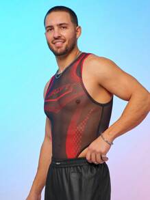 FeverCity Men's Digital Printed Mesh Jumpsuit - Multicolor - View 4