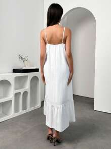 Chiquease 女士夏季无袖拼布荷叶边下摆连衣裙，优雅休闲度假海滩