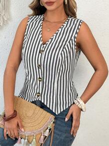 Flirla Women's Plus Size Business Casual Slim Fit V-Neck Vest, Lightweight Spring/Summer - Multicolor - View 3