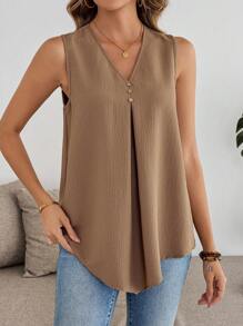EMERY ROSE Women Casual Solid Color Arched Hem Camisole