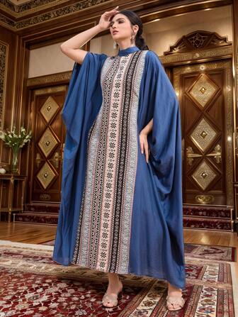 Al Najma Elegant Jacquard Patchwork-klänning för kvinnor