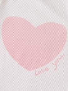 2pcs/Pack Girls Lash Print Heart Pattern Soft Round Neck Short Sleeve Long Nightgown Loungewear - Pink - View 5