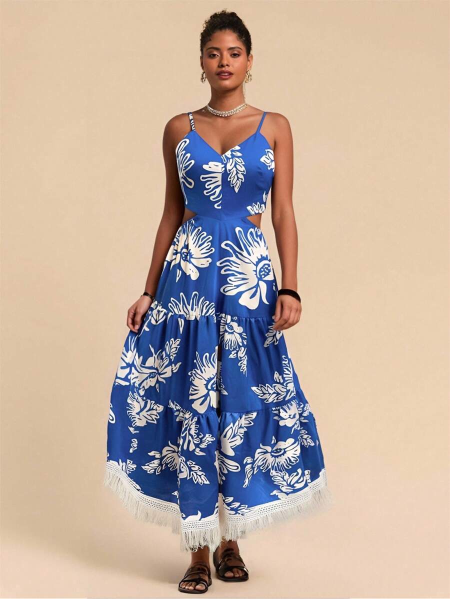 Travachic Women's Long Strap Casual Dress, Simple Elegant Everyday Wear - Blue - View 1