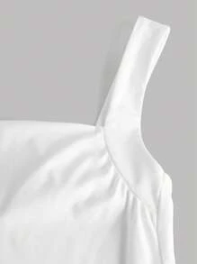 Girlism 少女派对，优雅的白色细肩带薄纱连衣裙，内置短款春秋娃娃裙，生日装 - 白色 - 查看 5