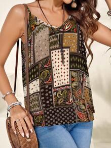 EMERY ROSE 女式夏季休闲波西米亚风背心 - 棕色 - 查看 3