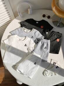 6 件套男婴夏季可爱休闲运动日常短袖 T 恤和短裤套装，基本款多件套 - 彩色 - 查看 4