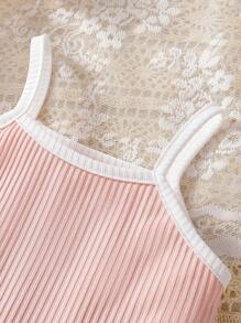 女婴春夏粉色可爱公主蝴蝶结连体衣，时尚女宝宝服装 - 西瓜粉 - 查看 4