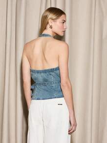 AiiRZ 西部风露背牛仔上衣 - 藍色 - 查看 2