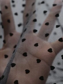 GENKIRA 女士优雅圆点欧根纱泡泡袖镂空腰部衬衫 - 黑色 - 查看 7