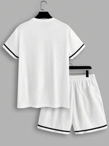 Manfinity VCAY 2 Pieces Set Men Knit Pattern Fitted Casual T-Shirt Suit, Suitable For Summer - White - View 2