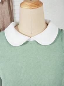2pcs/Set Tween Girls Casual Long Sleeve Top And Dress Set - Mint Green - View 5