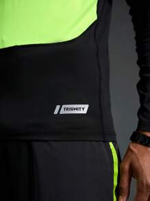 Acti Log Áo thun thể thao dài tay ôm sát phối màu, nhanh khô dành cho nam, thích hợp cho tập luyện thể dục, tập luyện thể hình, và quần short thể thao nén dành cho nam. - màu đen - Xem 5