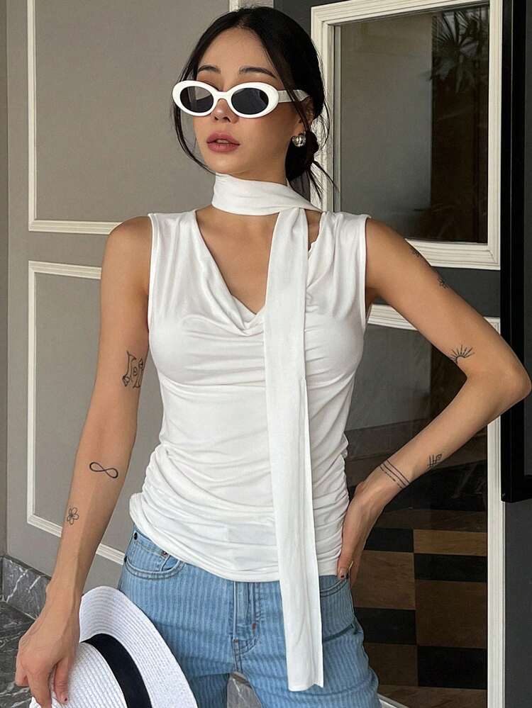 Women Casual Sleeveless Tank Top, Solid Color, Slim Fit, Resort Style, Summer