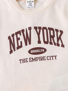 Baby Girl 2024 Summer Vacation Fashionable American Retro Letter Print T-Shirt For Toddlers+Casual Flare Pants Set