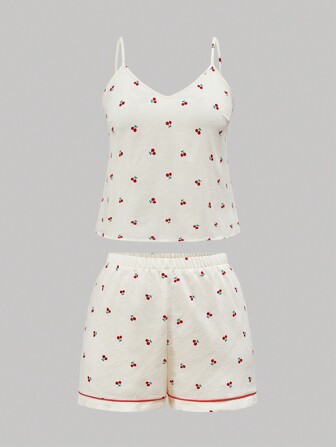 Kawaii Lässiger Landhaus-Stil Loose Band Shorts & Homewear Set in Große Größen, geeignet für den Sommer