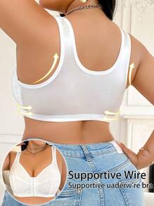 1 件大码前钩无钢圈文胸 - 白色 - 查看 2