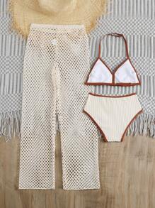 SHEIN Tween Girls 3pcs Bikini Set, For Summer Beach - Multicolor - View 2