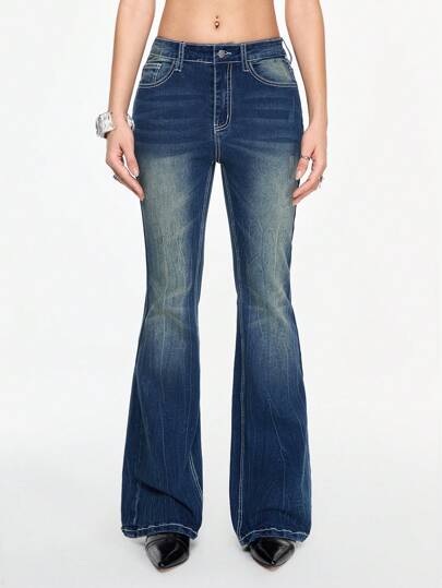 Our Grunge Punk Y2K Vintage Cropped Low Waist Bootcut Jeans For