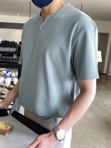 DAZY Camiseta de cuello en pico para hombres, ropa de otoño - Neblina azul - Ver 6