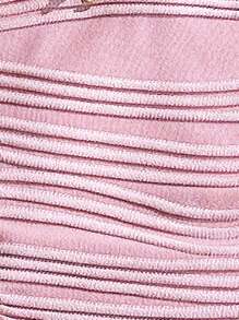 Swim Mod 夏季女士两件套纹理纯色贝壳吊带装饰挂脖系带比基尼套装，手工贝壳数量随机 - 粉色 - 查看 4