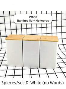 SHEIN Set de 3 botes cuadrados de metal con tapas de madera/hierro - Té, azúcar, café