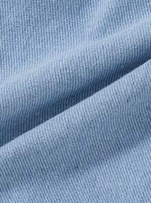 Baby Girl Floral Print Button-Front Top And Long Pants Set, Minimalist Style - Light Wash - View 8