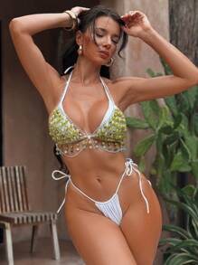 Swim SXY Springbreak Swim Beaded Shoulder Strap Festival Boho Beach Resort Body Chain For Summer Beach Vacation - Multicolor - View 3