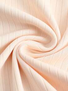 Women's Apricot Solid Color Fashionable Rib Knit Fish Tail Pencil Skirt - Apricot - View 4