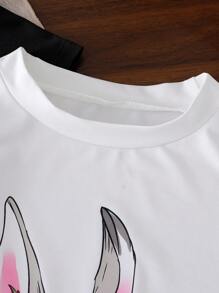 Tween Girl Casual Easter Bunny Flower & Easter Egg Letter Print T-Shirt Set - Multicolor - View 6