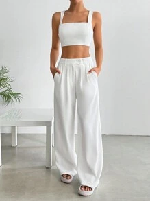 Muchica 女士 2 件纯色吊带背心和长裤套装，简约休闲，适合日常穿着