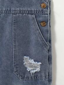 小男孩个性化百搭舒适休闲度假街头酷炫时尚无弹力薄款牛仔背带裤，春秋