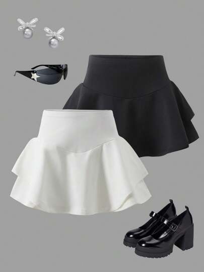 SHEIN Girlism Tween 女童休闲腰带简约风格短裤多件套