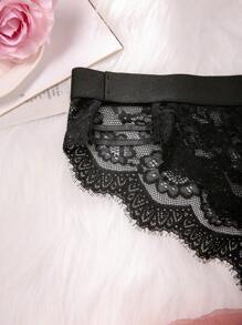 3pcs Romantic Lace Hollow-Out Panty Set - Multicolor - View 4