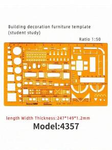 模板测量尺圆形椭圆尺 K 树脂绘图设计家具建筑师模板绘图尺 - 薑色 - 查看 10