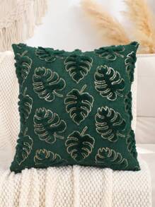 金色亮片刺绣毛绒龟背竹叶绗缝垫套