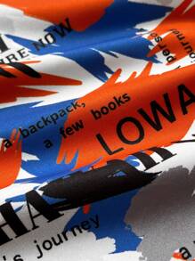 Tween Boy Cool Pattern Polo Collar Short Sleeve Shirt, Fashionable And Versatile For Casual, Sports, Outing, School, Party - Orange - View 3