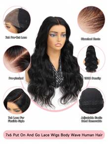 7X6 Flexible Closure All Ready Wig Pre Bleached Pre Plucked Pre-Cut Lace Front Melting Lace 7x6 Glueless Lace Closure Wig Long Body Wave Wigs 100% Human Hair 9AM HAIR - S1 - View 4