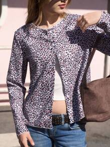 INAWLY Leopard Casual Jacket For Women, Autumn/Winter Fall Cloth For Women - Multicolor - View 3