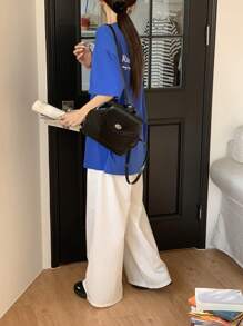 DAZY Women's Round Neck Printed Casual Short Sleeve T-Shirt Summer Oversized T-Shirt - Blue - View 5