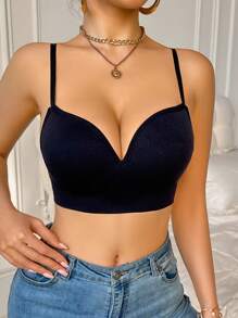 1 Áo ngực không dây liền mạch cho nữ, thời trang tối giản, mặc thường ngày - màu đen - Xem 1