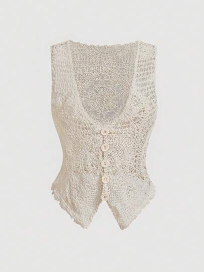 SHEIN MOD Cardigan Leve Regata com Botões Design Cor Sólida para Mulheres