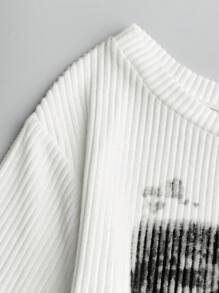 SHEIN LUNE Women Tie Dye Print Casual Loose Long Sleeve T-Shirt Fall Cloth For Women - White - View 5