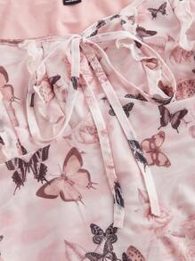 SHEIN MOD 女式蝴蝶结花朵盖袖蝴蝶结腰迷你连衣裙、女士度假装、春夏装、女士沙滩装、女士情人节装、女士约会夜装、热带度假女士装、女士早午餐装、波西米亚风女装、2000 年代风格、粉色连衣裙、网眼连衣裙、情人节连衣裙、迷你连衣裙、女士柔和色调连衣裙 - 彩色 - 查看 3