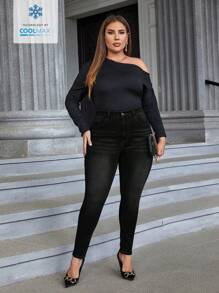 Selenza Coolmax Plus Size Solid Color Casual Denim Jeans, Fashionable Daily Wear