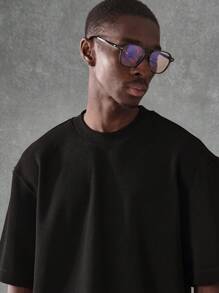 SUMWON Camiseta de hombre oversize de estilo urbano de manga corta básica