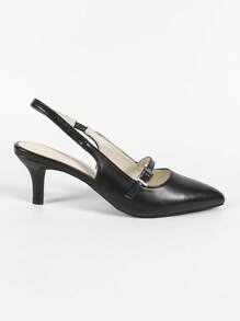 CUCCOO BIZCHIC Women Fashionable Mid-Heeled Pointed Toe Backless Flats Spring Shoes - Black - View 3