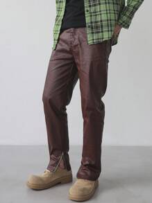 Manfinity Hypemode Jeans de unicolor con bolsillo, estilo casual sencillo para hombres, para uso diario - Rojo - Ver 3