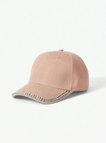 SHEIN SXY Shiny Rhinestone Embellished Baseball Cap, Minimalist & Practical Multipurpose - Khaki - View 6