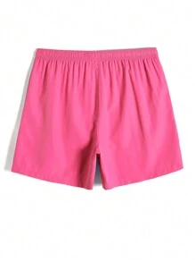 Zalmeno 2pcs/Pack Men's Solid Color Drawstring Waist Beach Shorts - Multicolor - View 5