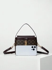 Old Money, Bolsa Quadrada Leve Com Trava De Torção Gráfica De Letras Para Casual Business, Para Meninas, Mulheres, Estudantes Universitárias, Novatas E Trabalhadores De Colarinho Branco. Perfeita Para Escritório, Faculdade, Trabalho, Viagem, Atividades Ao Ar Livre
